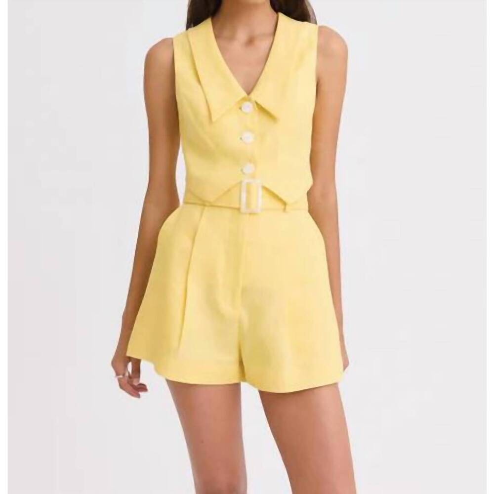 NEW MATTHEW BRUCH collard v-neck vest in yellow